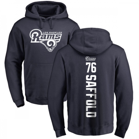 NFL Nike Los Angeles Rams #76 Rodger Saffold Navy Blue Backer Pullover Hoodie