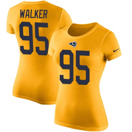Women's Nike Los Angeles Rams #95 Tyrunn Walker Gold Rush Pride Name & Number T-Shirt