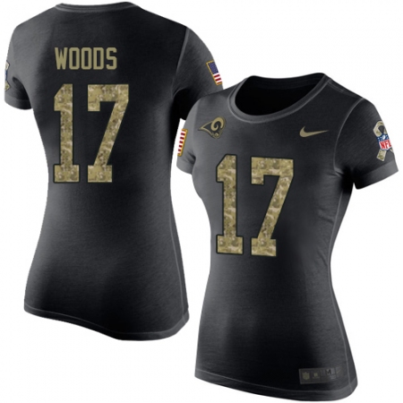 Women's Nike Los Angeles Rams #17 Robert Woods Black Camo Salute to Service T-Shirt