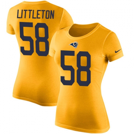 Women's Nike Los Angeles Rams #58 Cory Littleton Gold Rush Pride Name & Number T-Shirt