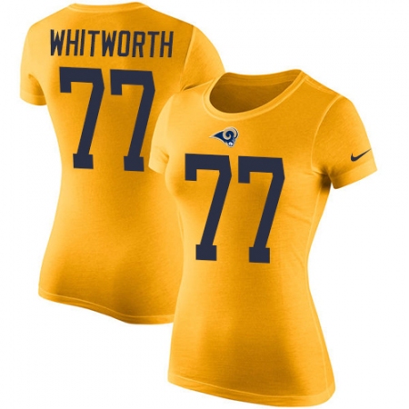 Women's Nike Los Angeles Rams #77 Andrew Whitworth Gold Rush Pride Name & Number T-Shirt