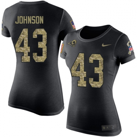 Women's Nike Los Angeles Rams #43 John Johnson Black Camo Salute to Service T-Shirt
