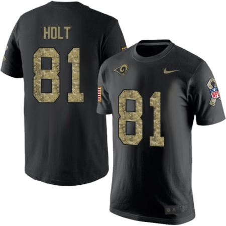 Men's Nike Los Angeles Rams #81 Torry Holt Black Camo Salute to Service T-Shirt