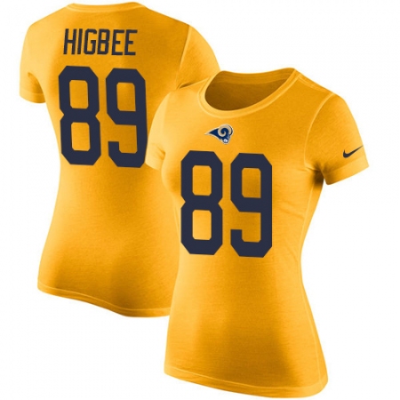 Women's Nike Los Angeles Rams #89 Tyler Higbee Gold Rush Pride Name & Number T-Shirt