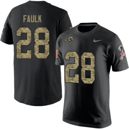 Men's Nike Los Angeles Rams #28 Marshall Faulk Black Camo Salute to Service T-Shirt