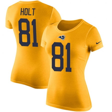 Women's Nike Los Angeles Rams #81 Torry Holt Gold Rush Pride Name & Number T-Shirt