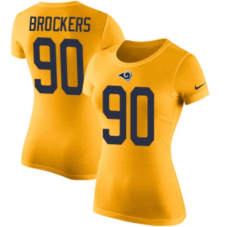 Women's Nike Los Angeles Rams #90 Michael Brockers Gold Rush Pride Name & Number T-Shirt