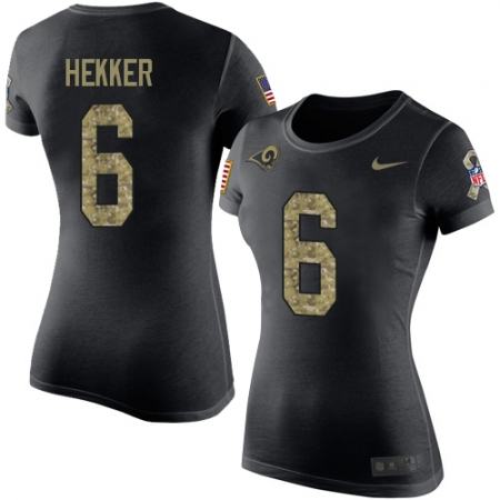 Women's Nike Los Angeles Rams #6 Johnny Hekker Black Camo Salute to Service T-Shirt