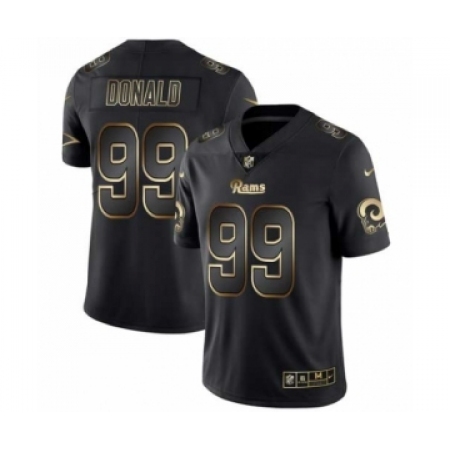 Men Los Angeles Rams #99 Aaron Donald Black Golden Edition 2019 Vapor Untouchable Limited Jersey