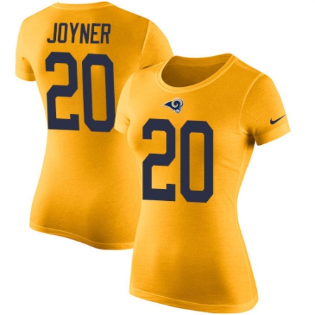 Women's Nike Los Angeles Rams #20 Lamarcus Joyner Gold Rush Pride Name & Number T-Shirt
