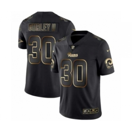 Men Los Angeles Rams #30 Todd Gurley II Black Golden Edition 2019 Vapor Untouchable Limited Jersey