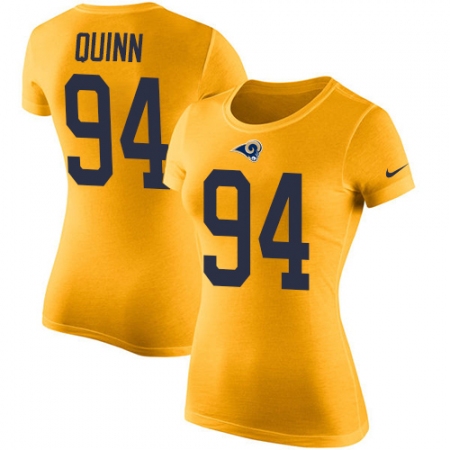 Women's Nike Los Angeles Rams #94 Robert Quinn Gold Rush Pride Name & Number T-Shirt