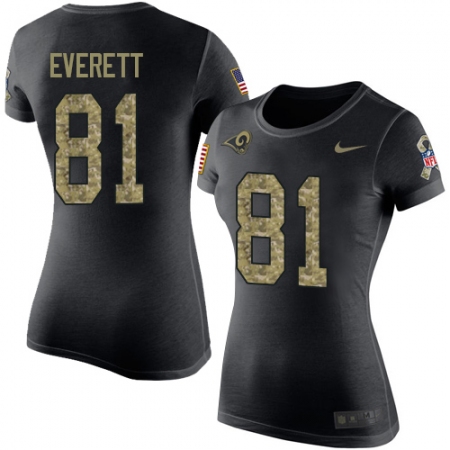 Women's Nike Los Angeles Rams #81 Gerald Everett Black Camo Salute to Service T-Shirt