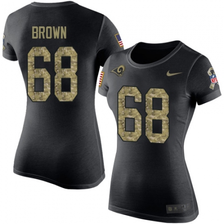 Women's Nike Los Angeles Rams #68 Jamon Brown Black Camo Salute to Service T-Shirt