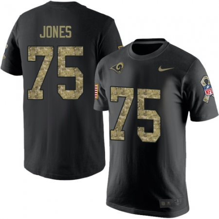 Men's Nike Los Angeles Rams #75 Deacon Jones Black Camo Salute to Service T-Shirt