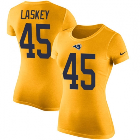 Women's Nike Los Angeles Rams #45 Zach Laskey Gold Rush Pride Name & Number T-Shirt