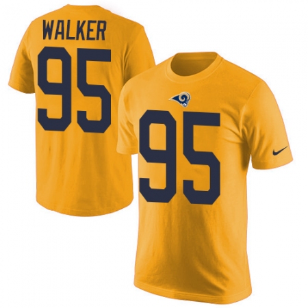 Men's Nike Los Angeles Rams #95 Tyrunn Walker Gold Rush Pride Name & Number T-Shirt