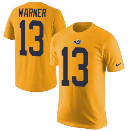 Men's Nike Los Angeles Rams #13 Kurt Warner Gold Rush Pride Name & Number T-Shirt