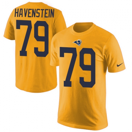 Men's Nike Los Angeles Rams #79 Rob Havenstein Gold Rush Pride Name & Number T-Shirt