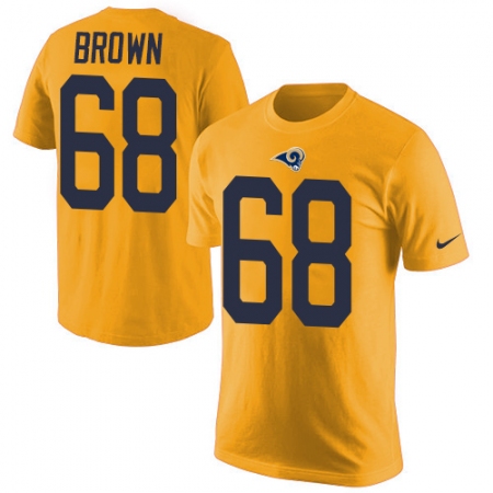 Men's Nike Los Angeles Rams #68 Jamon Brown Gold Rush Pride Name & Number T-Shirt