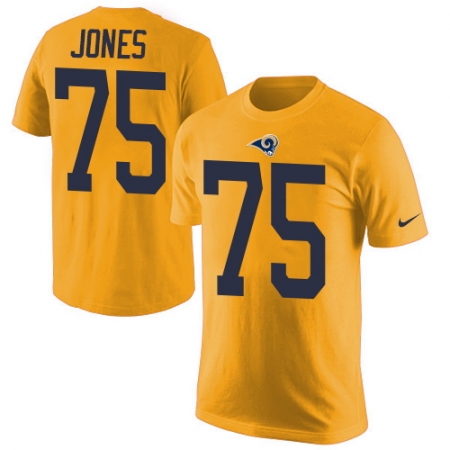 Men's Nike Los Angeles Rams #75 Deacon Jones Gold Rush Pride Name & Number T-Shirt