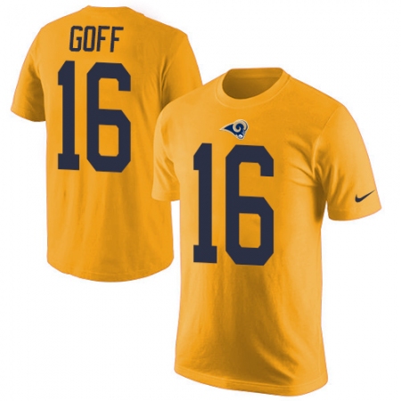 Men's Nike Los Angeles Rams #16 Jared Goff Gold Rush Pride Name & Number T-Shirt