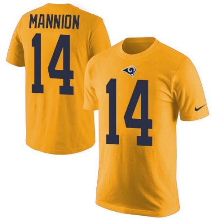 Men's Nike Los Angeles Rams #14 Sean Mannion Gold Rush Pride Name & Number T-Shirt