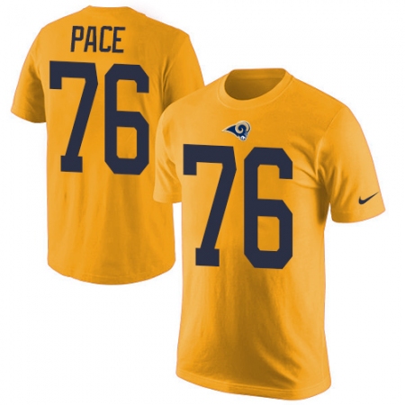 Men's Nike Los Angeles Rams #76 Orlando Pace Gold Rush Pride Name & Number T-Shirt
