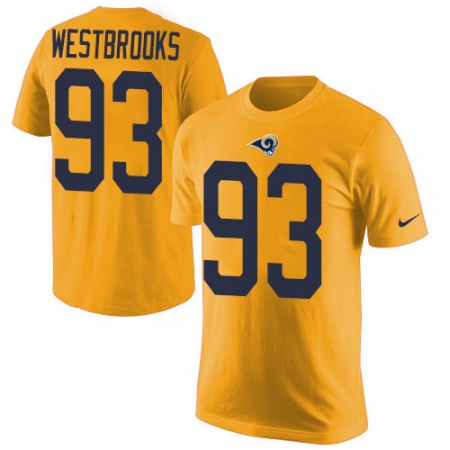 Men's Nike Los Angeles Rams #93 Ethan Westbrooks Gold Rush Pride Name & Number T-Shirt