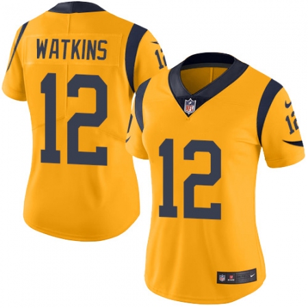 Women's Nike Los Angeles Rams #12 Sammy Watkins Limited Gold Rush Vapor Untouchable NFL Jersey