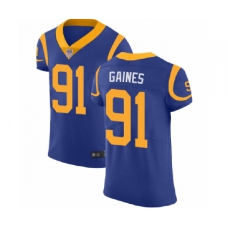 Men's Los Angeles Rams #91 Greg Gaines Royal Blue Alternate Vapor Untouchable Elite Player Football Jersey
