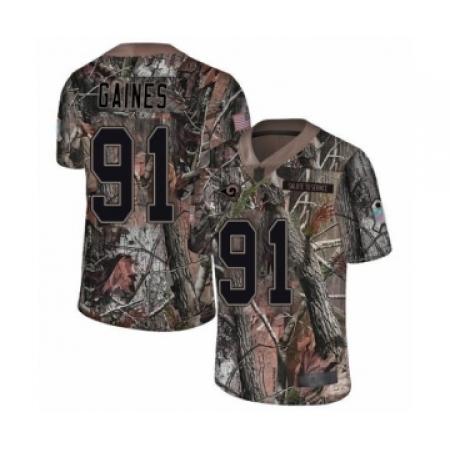 Men's Los Angeles Rams #91 Greg Gaines Camo Rush Realtree Limited Football Jersey