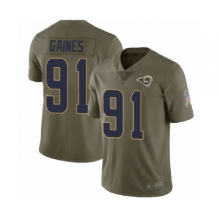 Men's Los Angeles Rams #91 Greg Gaines Limited Olive 2017 Salute to Service Football Jersey