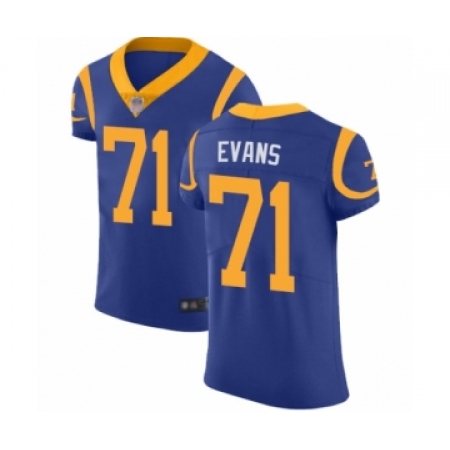 Men's Los Angeles Rams #71 Bobby Evans Royal Blue Alternate Vapor Untouchable Elite Player Football Jersey