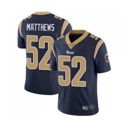 Men's Los Angeles Rams #52 Clay Matthews Navy Blue Team Color Vapor Untouchable Limited Player Football Jersey