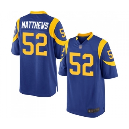 Men's Los Angeles Rams #52 Clay Matthews Game Royal Blue Alternate Football Jersey