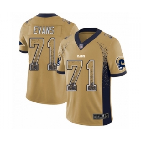 Men's Los Angeles Rams #71 Bobby Evans Limited Gold Rush Drift Fashion Football Jersey