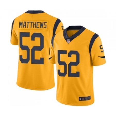 Men's Los Angeles Rams #52 Clay Matthews Limited Gold Rush Vapor Untouchable Football Jersey