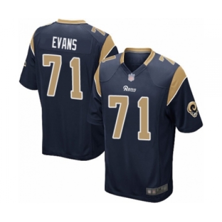 Men's Los Angeles Rams #71 Bobby Evans Game Navy Blue Team Color Football Jersey