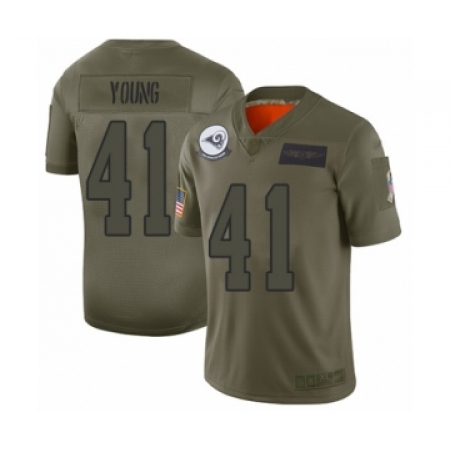 Men's Los Angeles Rams #41 Kenny Young Limited Olive 2019 Salute to Service Football Jersey