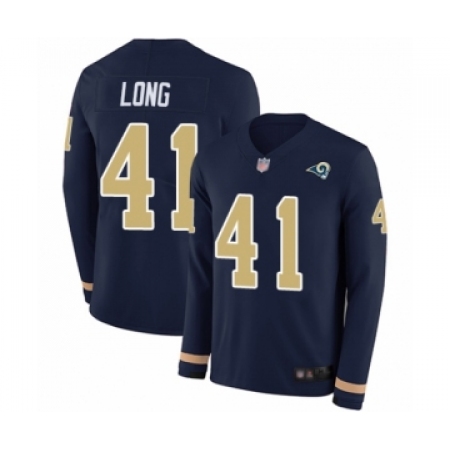 Men's Los Angeles Rams #41 David Long Limited Navy Blue Therma Long Sleeve Football Jersey