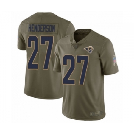 Men's Los Angeles Rams #27 Darrell Henderson Limited Olive 2017 Salute to Service Football Jersey