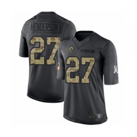 Men's Los Angeles Rams #27 Darrell Henderson Limited Black 2016 Salute to Service Football Jersey