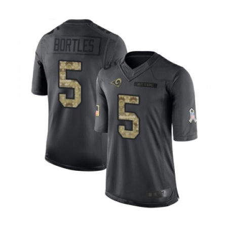 Men's Los Angeles Rams #5 Blake Bortles Limited Black 2016 Salute to Service Football Jersey