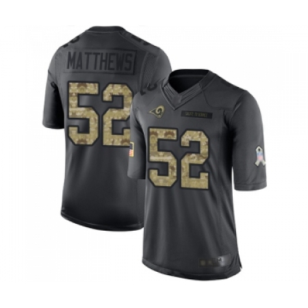 Youth Los Angeles Rams #52 Clay Matthews Limited Black 2016 Salute to Service Football Jersey