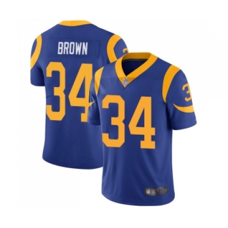 Youth Los Angeles Rams #34 Malcolm Brown Royal Blue Alternate Vapor Untouchable Limited Player Football Jersey