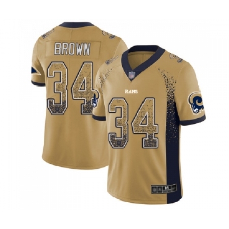 Youth Los Angeles Rams #34 Malcolm Brown Limited Gold Rush Drift Fashion Football Jersey