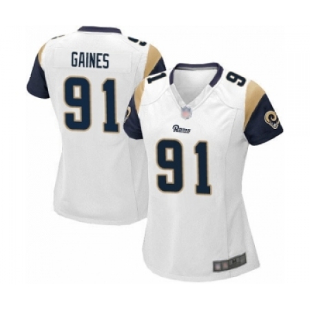 Women's Los Angeles Rams #91 Greg Gaines Game White Football Jersey