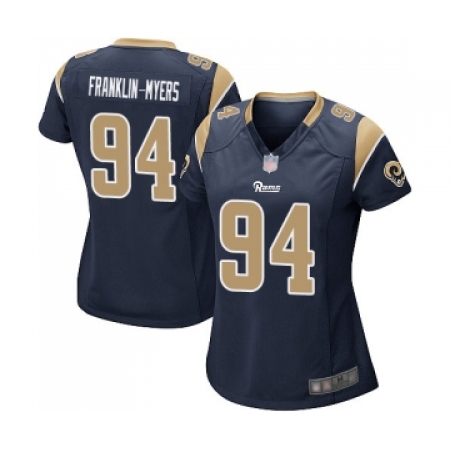 Women's Los Angeles Rams #94 John Franklin-Myers Game Navy Blue Team Color Football Jersey