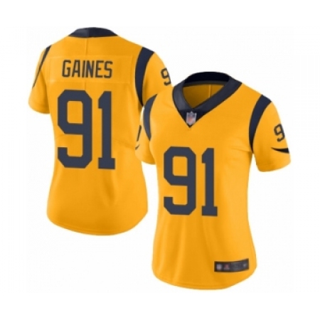 Women's Los Angeles Rams #91 Greg Gaines Limited Gold Rush Vapor Untouchable Football Jersey